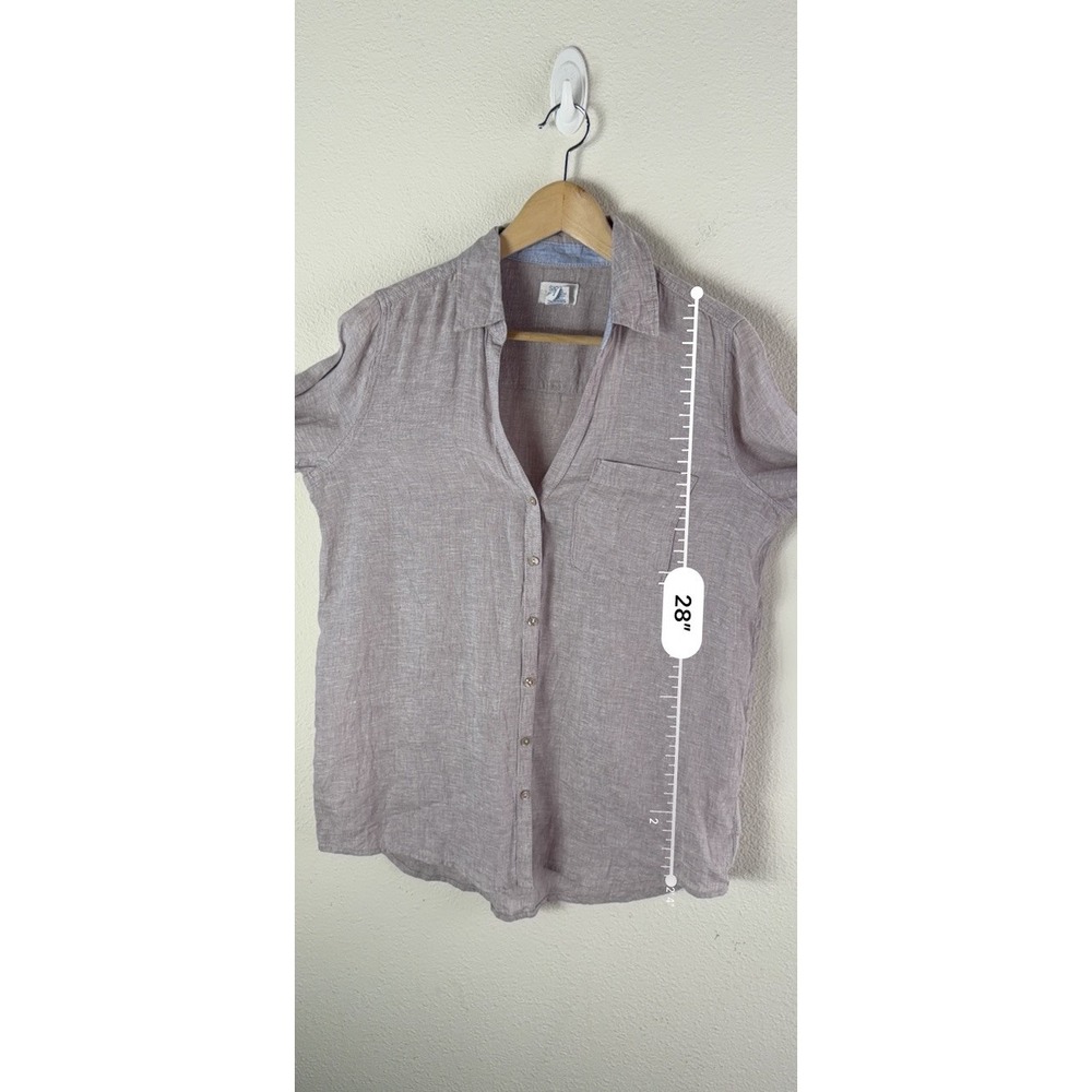 Sigrid Olsen Womens Small Purple 100% Linen Button Up Shirt Roll Tab Sleeve - Picture 6 of 10